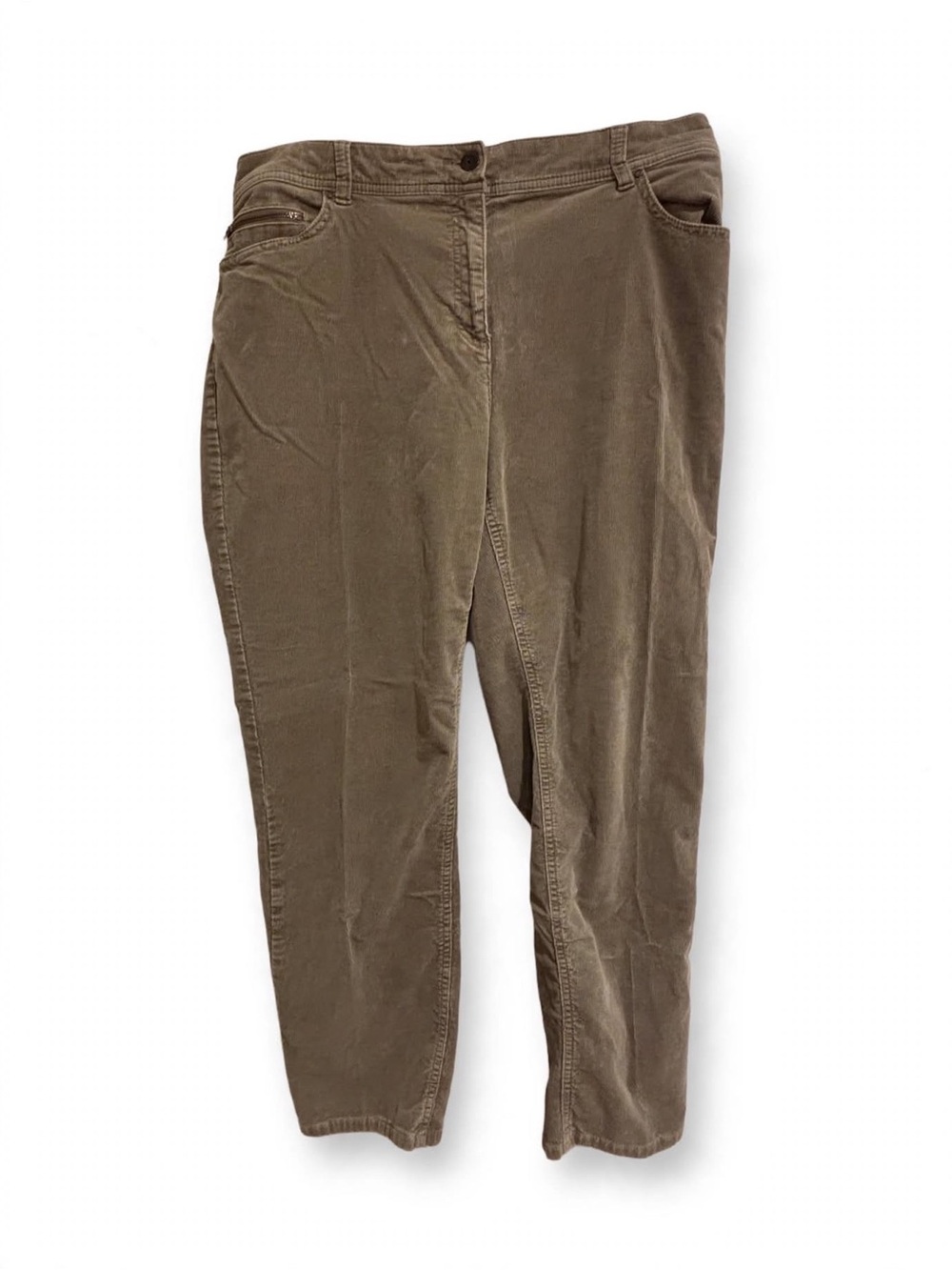 Chico's 3 Regular Taupe Fine Wale Corduroy Pants Straight Leg Zip Pocket